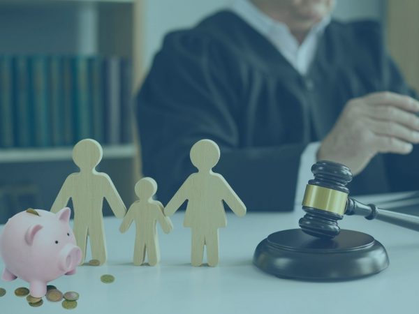 juiz com bonecos representando a familia